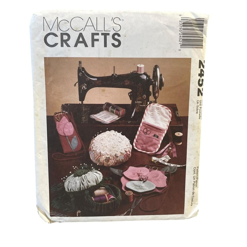 McCall's Crafts 2452‎ Sewing Organizers Pin Cushions Pouches Bags Vintage 90s